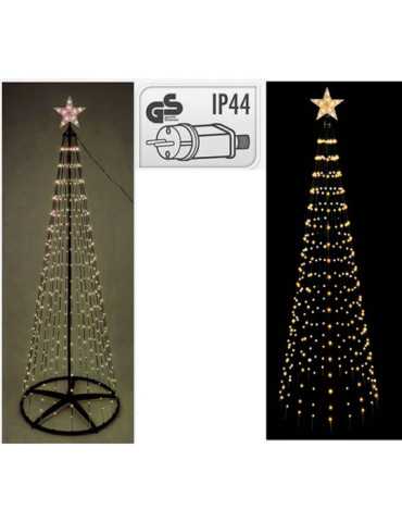 Árbol de Navidad con Estrella, 370 LED Luz Cálida, Uso Exterior, Ø70 x 210 cm BASICS