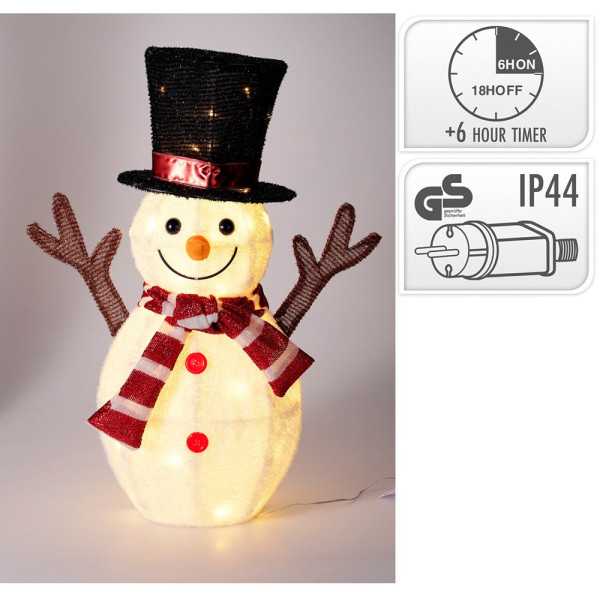 Figura LED Decorativa para Exterior, Muñeco de Nieve, 35 LED, 55 x 21 x 67 cm BASICS