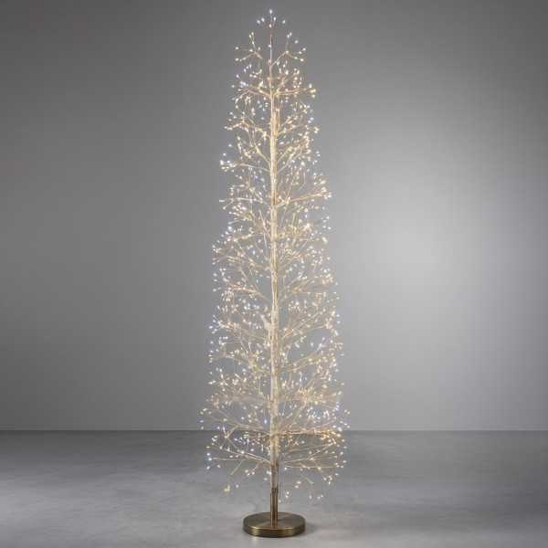 Árbol de Navidad Dorado, Uso Exterior, Blanco Frío/Cálido, 1600 LEDS, 1,5 m BASICS