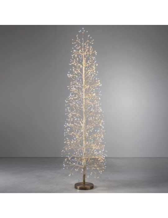 Árbol de Navidad Dorado, Uso Exterior, Blanco Frío/Cálido, 1600 LEDS, 1,5 m BASICS