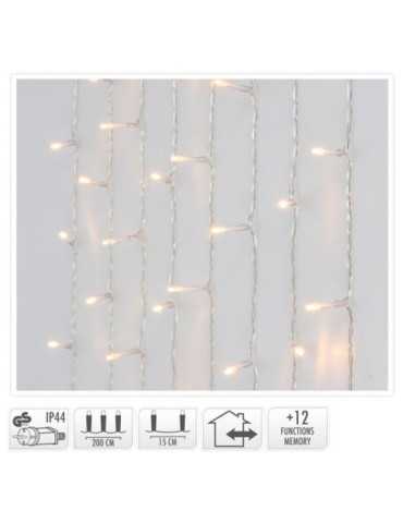 Cortina LED Exterior 480 LEDS Luz Blanco Cálido 225 x 300 cm BASICS