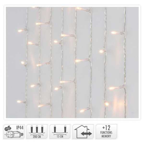 Cortina LED Exterior 480 LEDS Luz Blanco Cálido 225 x 300 cm BASICS