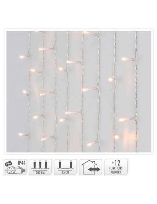 Cortina LED Exterior 480 LEDS Luz Blanco Cálido 225 x 300 cm BASICS