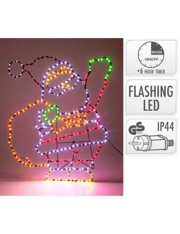 Figura LED Decorativa Papá Noel, Multicolor, Uso Exterior, 335 LEDS, 59 x 70 cm BASICS