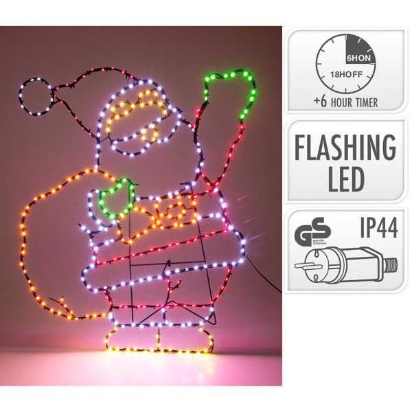 Figura LED Decorativa Papá Noel, Multicolor, Uso Exterior, 335 LEDS, 59 x 70 cm BASICS