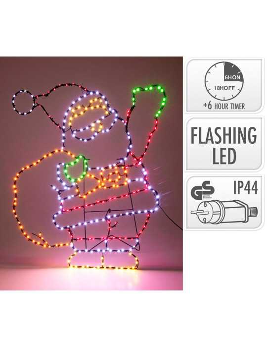 Figura LED Decorativa Papá Noel, Multicolor, Uso Exterior, 335 LEDS, 59 x 70 cm BASICS