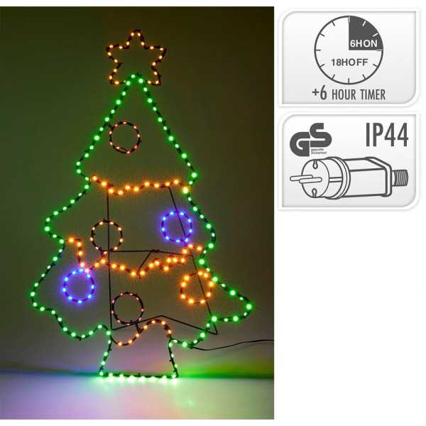 Figura LED Decorativa Árbol de Navidad, Multicolor, Uso Exterior, 205 LEDS, 52 x 80 cm BASICS