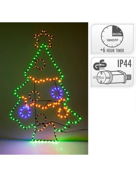 Figura LED Decorativa Árbol de Navidad, Multicolor, Uso Exterior, 205 LEDS, 52 x 80 cm BASICS