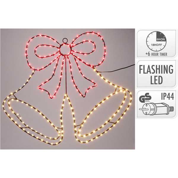 Figura LED Decorativa Campana de Navidad, Bicolor, Uso Exterior, 223 LEDS, 60,5 x 51,5 cm BASICS