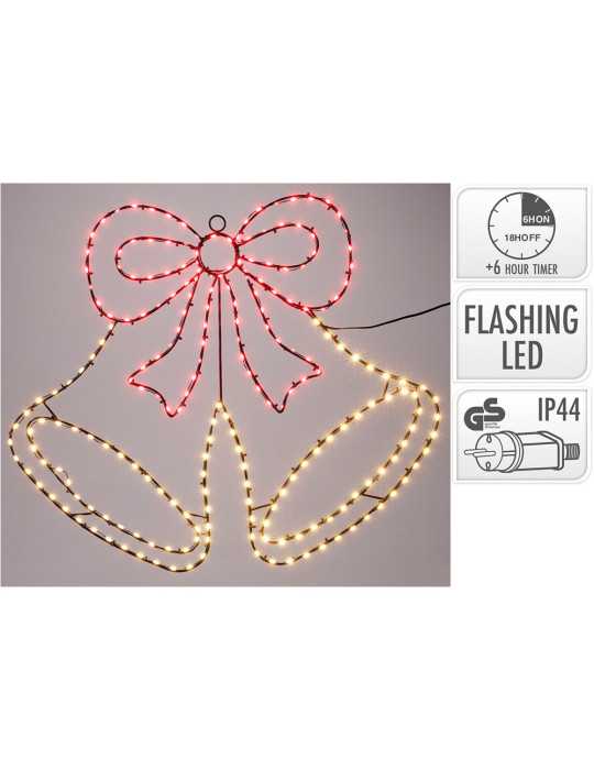 Figura LED Decorativa Campana de Navidad, Bicolor, Uso Exterior, 223 LEDS, 60,5 x 51,5 cm BASICS