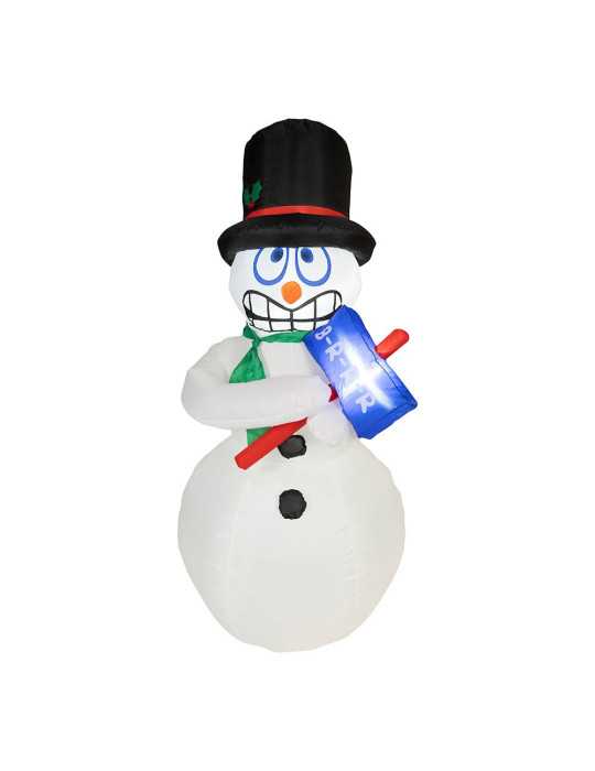 Figura Hinchable con LED para Exterior, Muñeco de Nieve, 80 x 70 x 175 cm LUMINEO