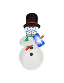 Figura Hinchable con LED para Exterior, Muñeco de Nieve, 80 x 70 x 175 cm LUMINEO
