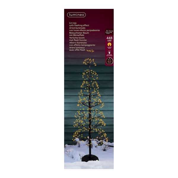 Árbol Micro LED Luz Cálida, Uso Exterior, Función Fija y Parpadeante, 448 LEDS, Ø45 x 120 cm LUMINEO