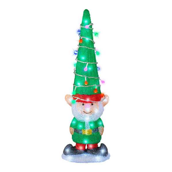 Figura LED Acrílica para Exterior de Elfo, 60 LEDS, Blanco Frío, 19 x 13 x 60 cm LUMINEO