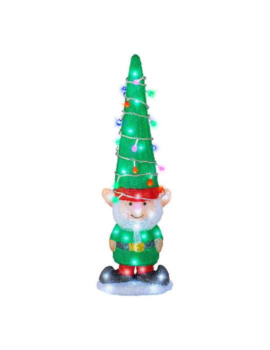 Figura LED Acrílica para Exterior de Elfo, 60 LEDS, Blanco Frío, 19 x 13 x 60 cm LUMINEO