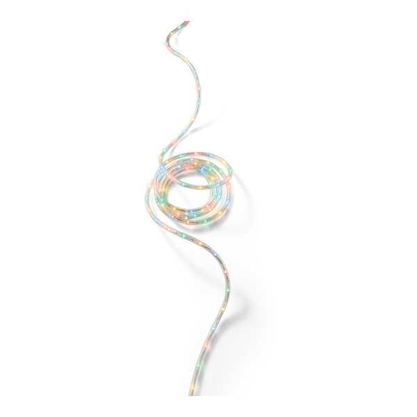 Cordón de Luces LED Multicolor, Uso Exterior, 216 LEDS, 8 Funciones, Alambre Plateado, 9 m LUMINEO