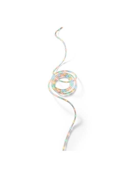 Cordón de Luces LED Multicolor, Uso Exterior, 216 LEDS, 8 Funciones, Alambre Plateado, 9 m LUMINEO