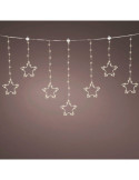 Cortina Multifunción, Exterior, con Estrellas, Blanco Cálido, Cable Plateado, 1,2 m LUMINEO