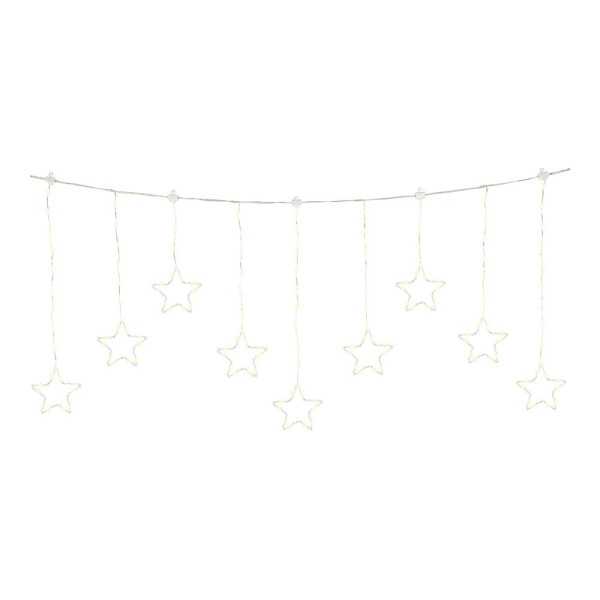Cortina Multifunción, Exterior, con Estrellas, Blanco Cálido, Cable Plateado, 1,2 m LUMINEO