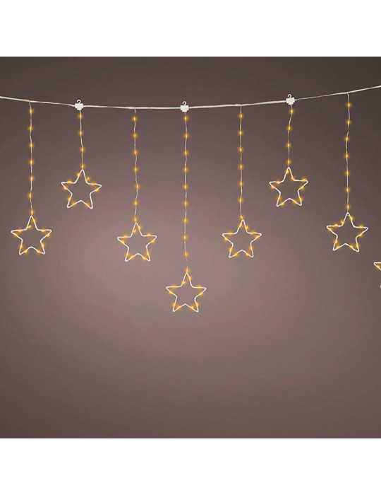 Cortina Multifunción, Exterior, con Estrellas, Blanco Cálido, Cable Cobre, 1,2 m LUMINEO