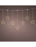Cortina Multifunción, Exterior, con Estrellas, Blanco Cálido, Cable Cobre, 1,2 m LUMINEO