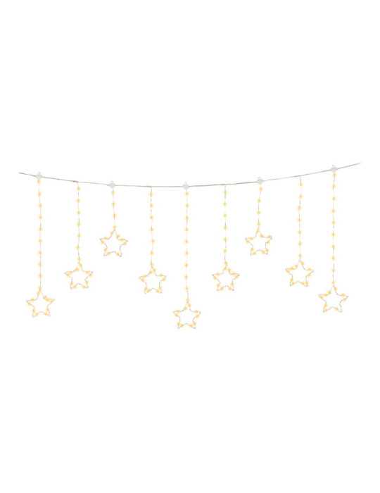 Cortina Multifunción, Exterior, con Estrellas, Blanco Cálido, Cable Cobre, 1,2 m LUMINEO