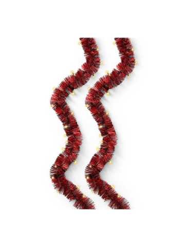 Guirnalda Espumillón Rojo, Multifunción, Uso Exterior, Oro Suave, 180 LEDS, 9 m LUMINEO