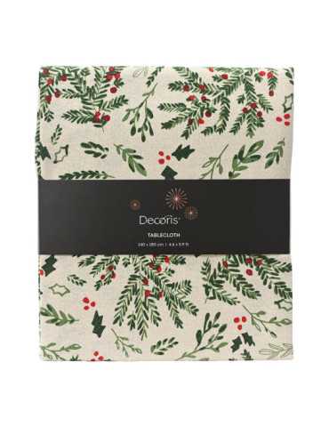 Mantel de Algodón Navidad Muérdago, 140 x 180 cm DECORIS