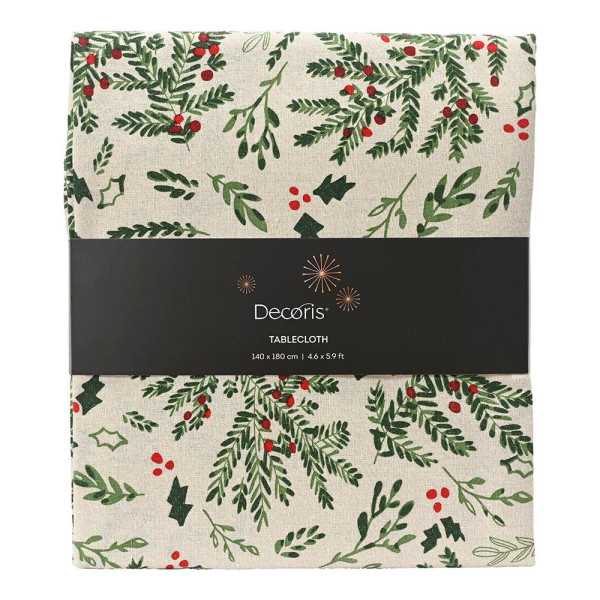 Mantel de Algodón Navidad Muérdago, 140 x 180 cm DECORIS