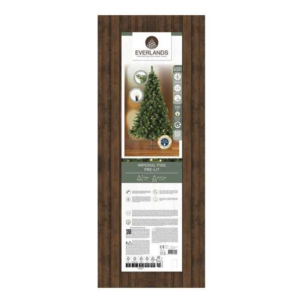 Árbol de Navidad Pino Imperial, Uso Interior, Multifunción, Blanco Cálido, 260 LEDs, Ø117 x 180 cm EVERLANDS