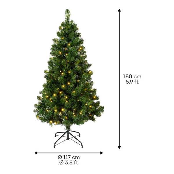 Árbol de Navidad Pino Imperial, Uso Interior, Multifunción, Blanco Cálido, 260 LEDs, Ø117 x 180 cm EVERLANDS