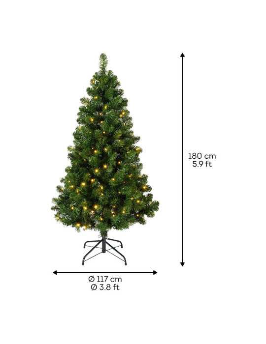 Árbol de Navidad Pino Imperial, Uso Interior, Multifunción, Blanco Cálido, 260 LEDs, Ø117 x 180 cm EVERLANDS
