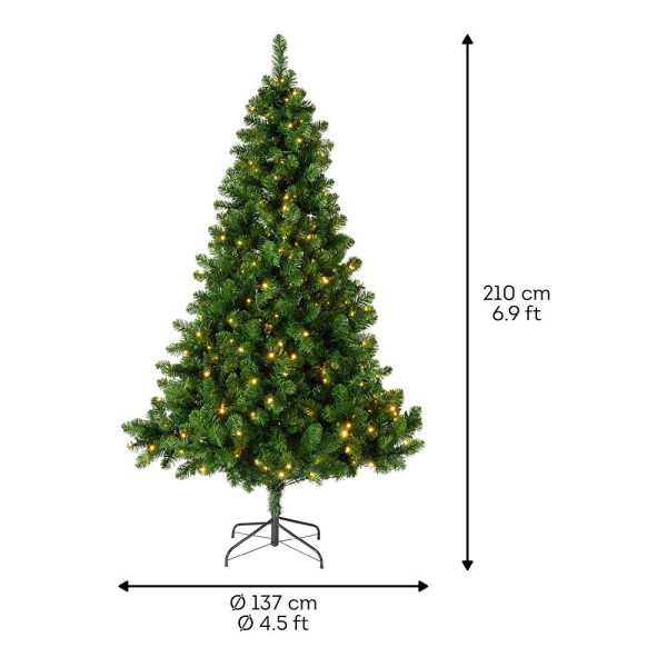 Árbol de Navidad Pino Imperial, Uso Interior, Multifunción, Blanco Cálido, 380 LEDs, Ø137 x 210 cm EVERLANDS