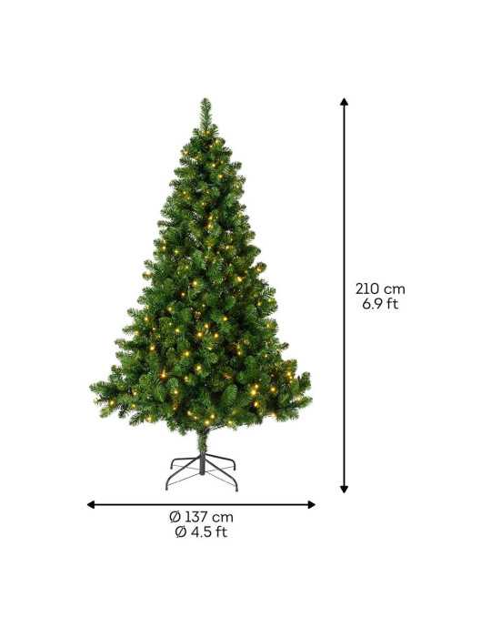 Árbol de Navidad Pino Imperial, Uso Interior, Multifunción, Blanco Cálido, 380 LEDs, Ø137 x 210 cm EVERLANDS