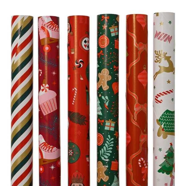 Lote de 60 Unidades Papel Regalo Navideño, 200 x 70 cm, Modelos Variados DECORIS