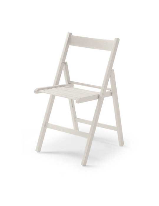 Silla Plegable de Madera Blanco Crudo 79x42,5x47,5cm