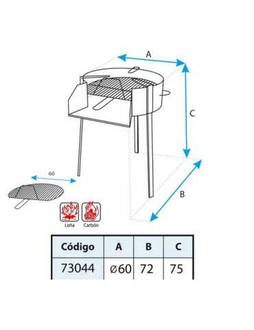 Barbacoa Redonda con Soporte para Paella Ø60 x 75 cm EL ZORRO 2