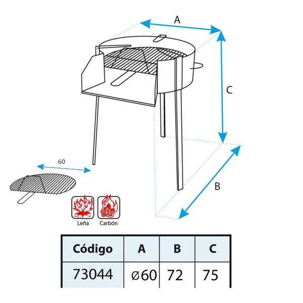 Barbacoa Redonda con Soporte para Paella Ø60 x 75 cm EL ZORRO