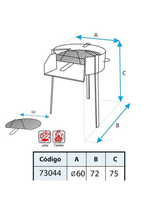 Barbacoa Redonda con Soporte para Paella Ø60 x 75 cm EL ZORRO