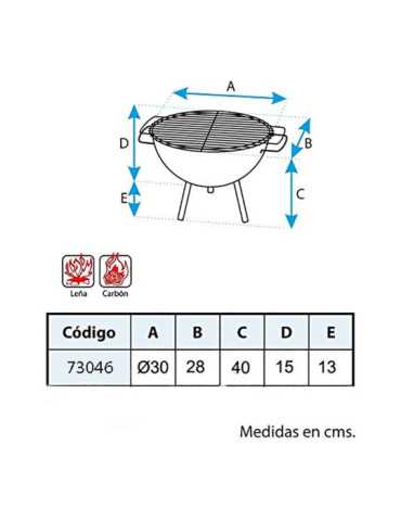 Barbacoa de Sobremesa Redonda con Parrilla Zincada Ø30 x 28 cm EL ZORRO 2