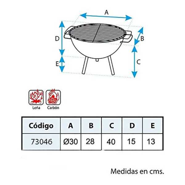 Barbacoa de Sobremesa Redonda con Parrilla Zincada Ø30 x 28 cm EL ZORRO