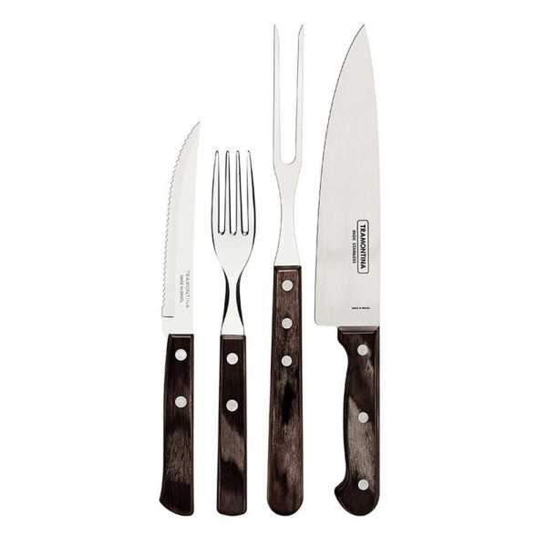Juego para Asado Fsc Polywood Castaño 14 Piezas TRAMONTINA