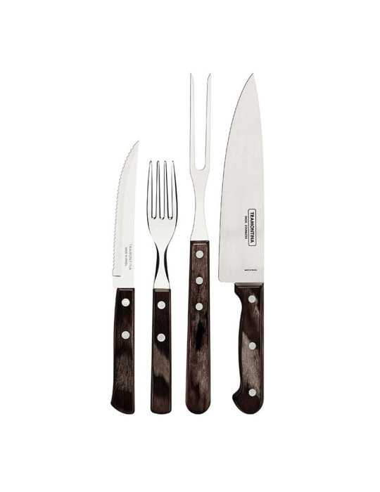 Juego para Asado Fsc Polywood Castaño 14 Piezas TRAMONTINA