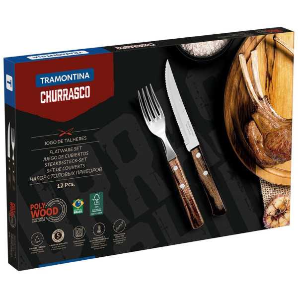 Cubiertos para Asado, Polywood, Juego de 12 Piezas TRAMONTINA