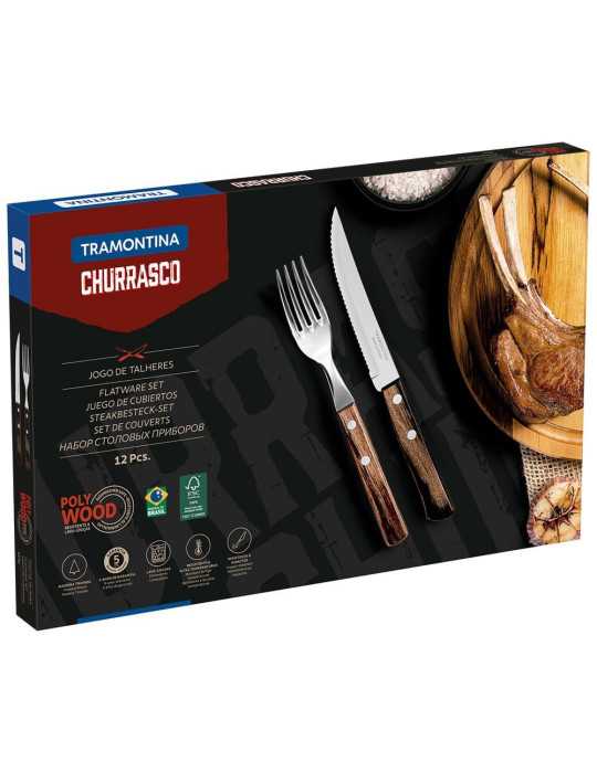 Cubiertos para Asado, Polywood, Juego de 12 Piezas TRAMONTINA