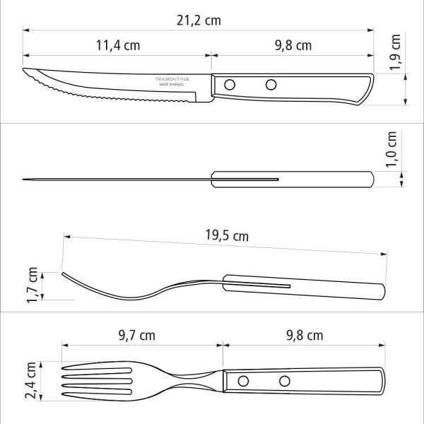Cubiertos para Asado, Polywood, Juego de 12 Piezas TRAMONTINA