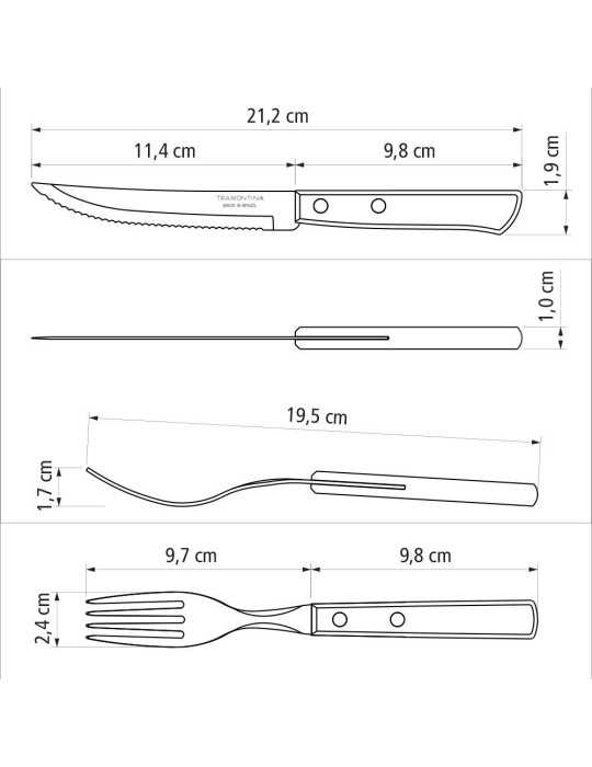 Cubiertos para Asado, Polywood, Juego de 12 Piezas TRAMONTINA