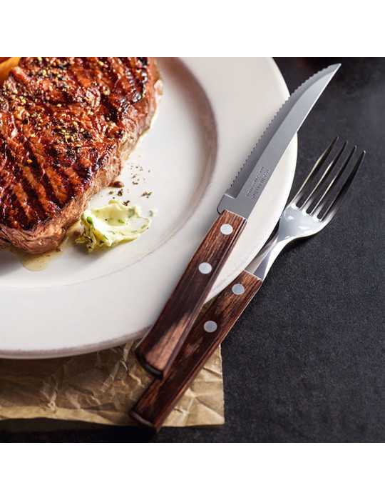 Tenedor de Mesa Polywood Castaño Expositor 60 uds TRAMONTINA