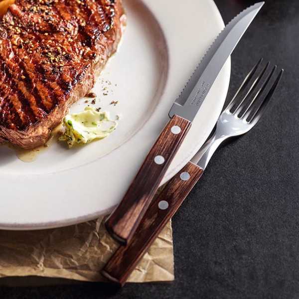 Cuchillos de Asado Polywood Castaño 12,7 cm Expositor 60 uds TRAMONTINA