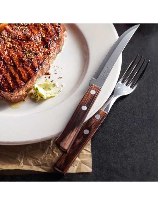 Cuchillos de Asado Polywood Castaño 12,7 cm Expositor 60 uds TRAMONTINA